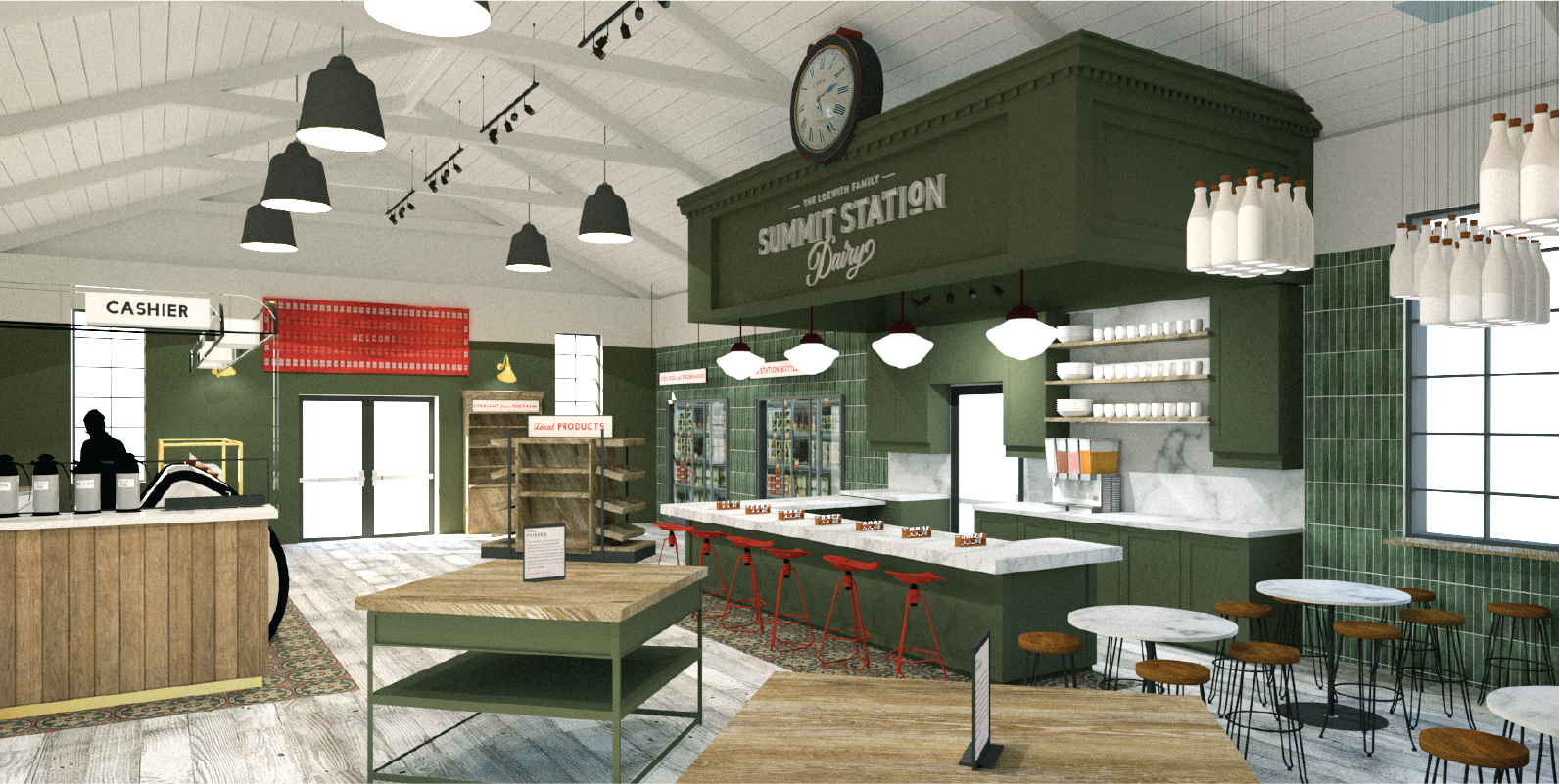 Rendering of the on-farm store at Summit Station Dairy & Creamery