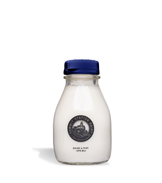 Summit Station Dairy's 473mL 2% Milk in a glass bottle