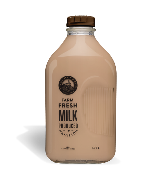 Summit Station Dairy's 1.8L Chocolate Milk in a glass bottle