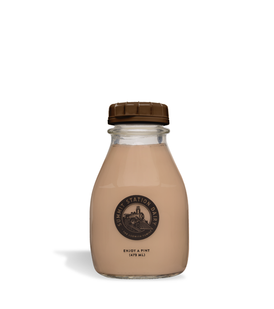 Summit Station Dairy's 473mL Chocolate Milk in a glass bottle