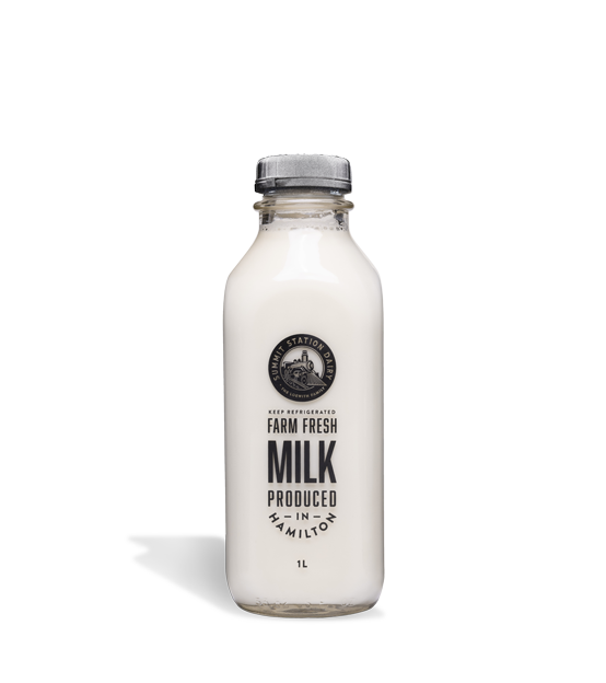 Summit Station Dairy's 1L Unhomogenized Milk in a glass bottle