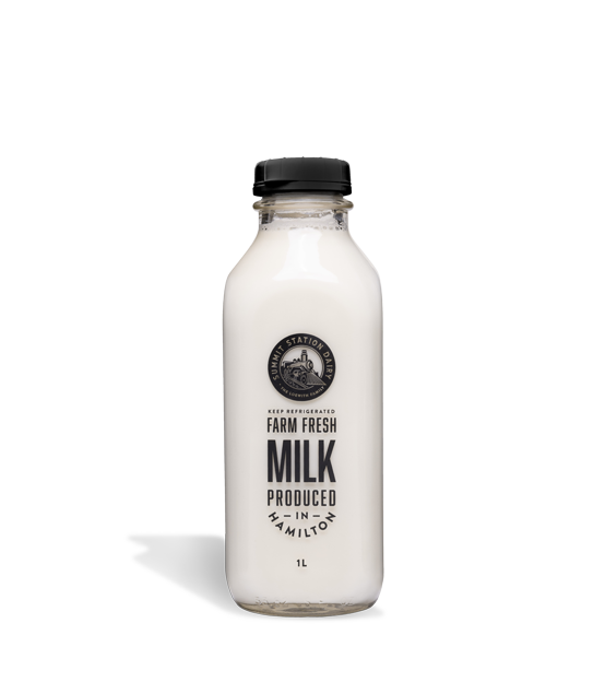 Summit Station Dairy's 1L Whole Milk in a glass bottle