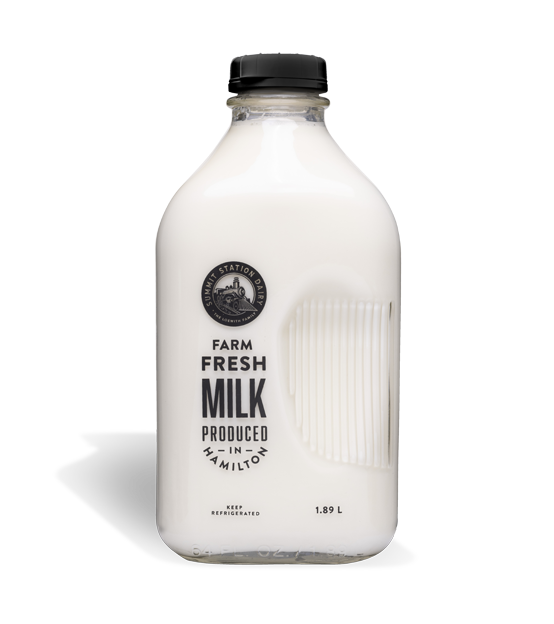 Summit Station Dairy's 1.8L Whole Milk in a glass bottle