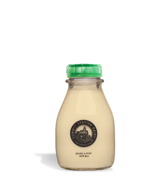 Summit Station Dairy's 473mL Eggnog in a glass bottle