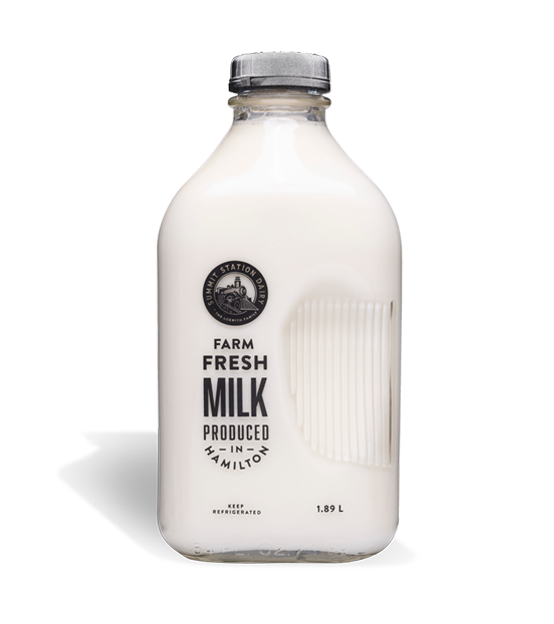 Summit Station Dairy's 1,89L Unhomogenized Milk in a glass bottle