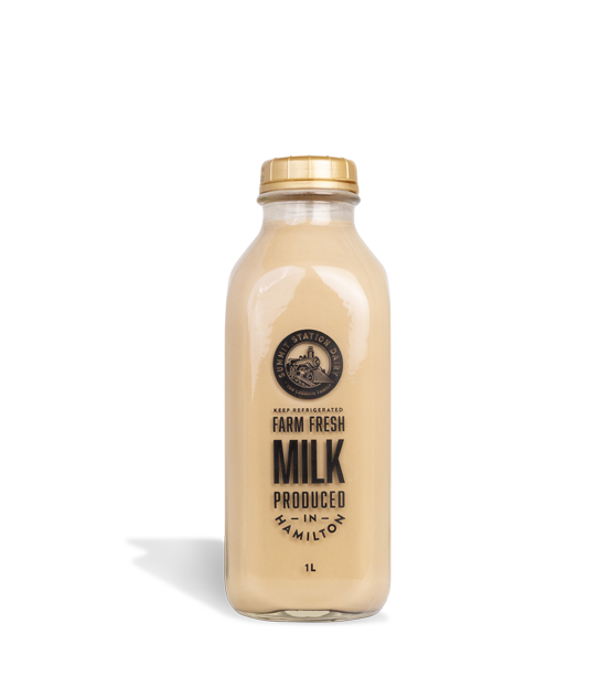 Summit Station Dairy's 1L Coffee Milk in a glass bottle